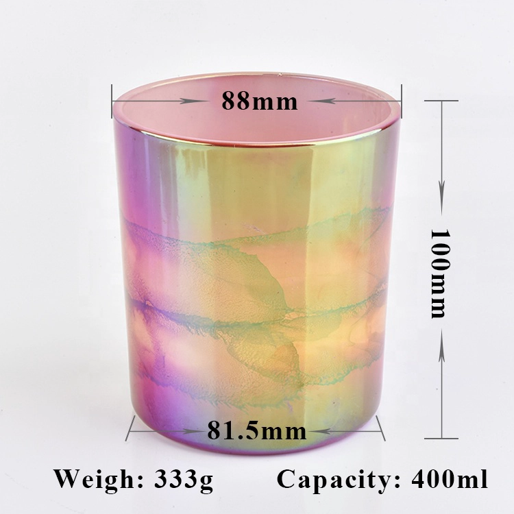 multi-color electroplated glass candle container votive candle jar for home decor