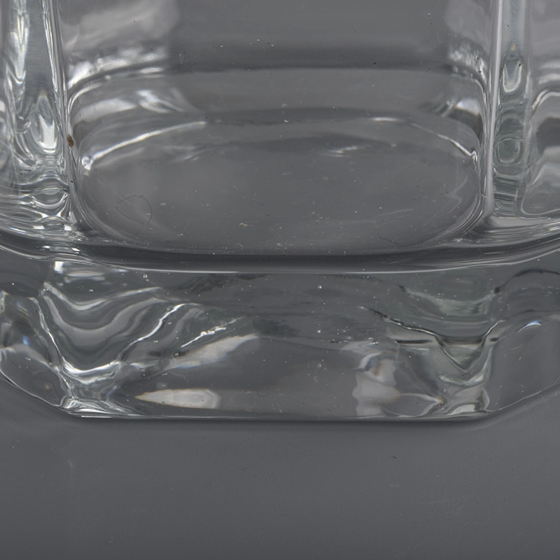 25oz big glass candle holders with hexagonal shape