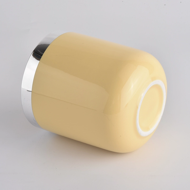milky yellow glazed ceramic candle holders