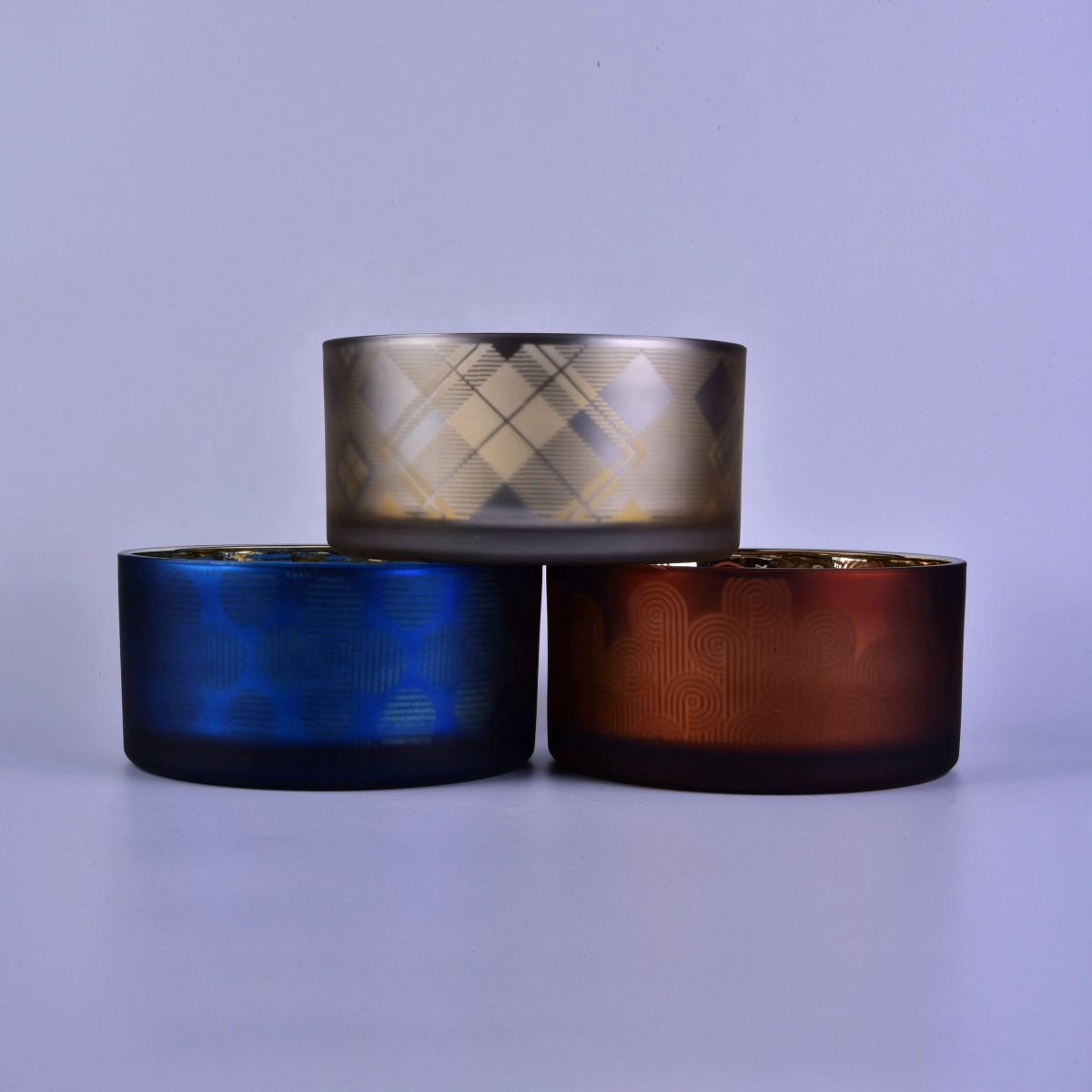 Hot sales luxury large empty 3 wick glass candle holders 10oz 20oz