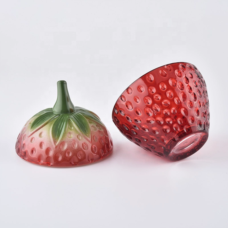 strawberry design glass tealight candle holders