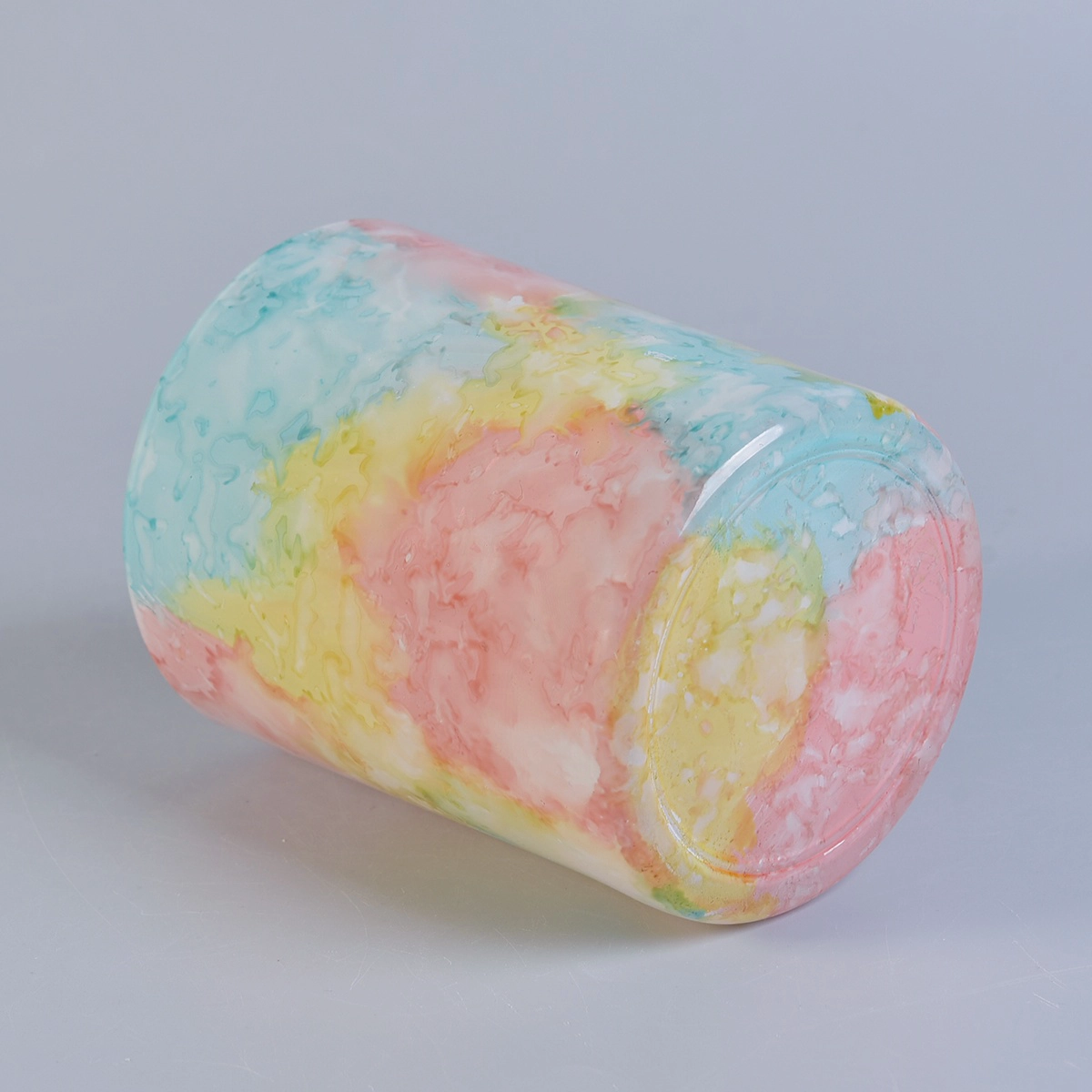 Wholesales custom iridescent ceramic candle jar holders 10oz