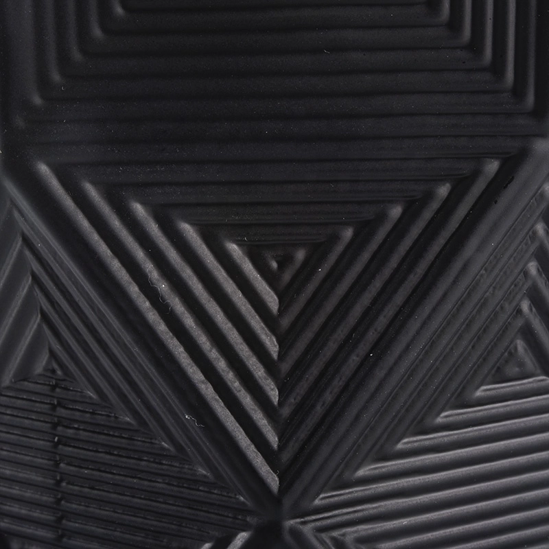 6oz hexagonal luxury black glass candle jars with geo cut design