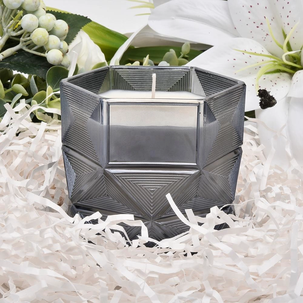 Manufacturer luxury custom black Glass candle jar 10oz 20oz