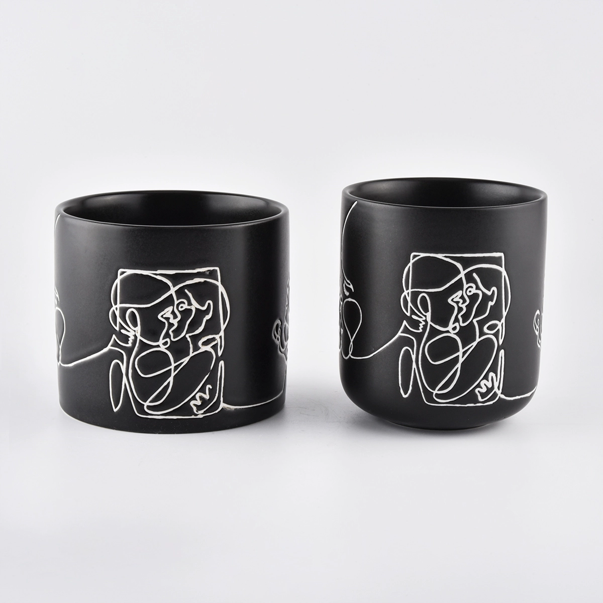 black cylinder ceramic candle jars for home fragrance