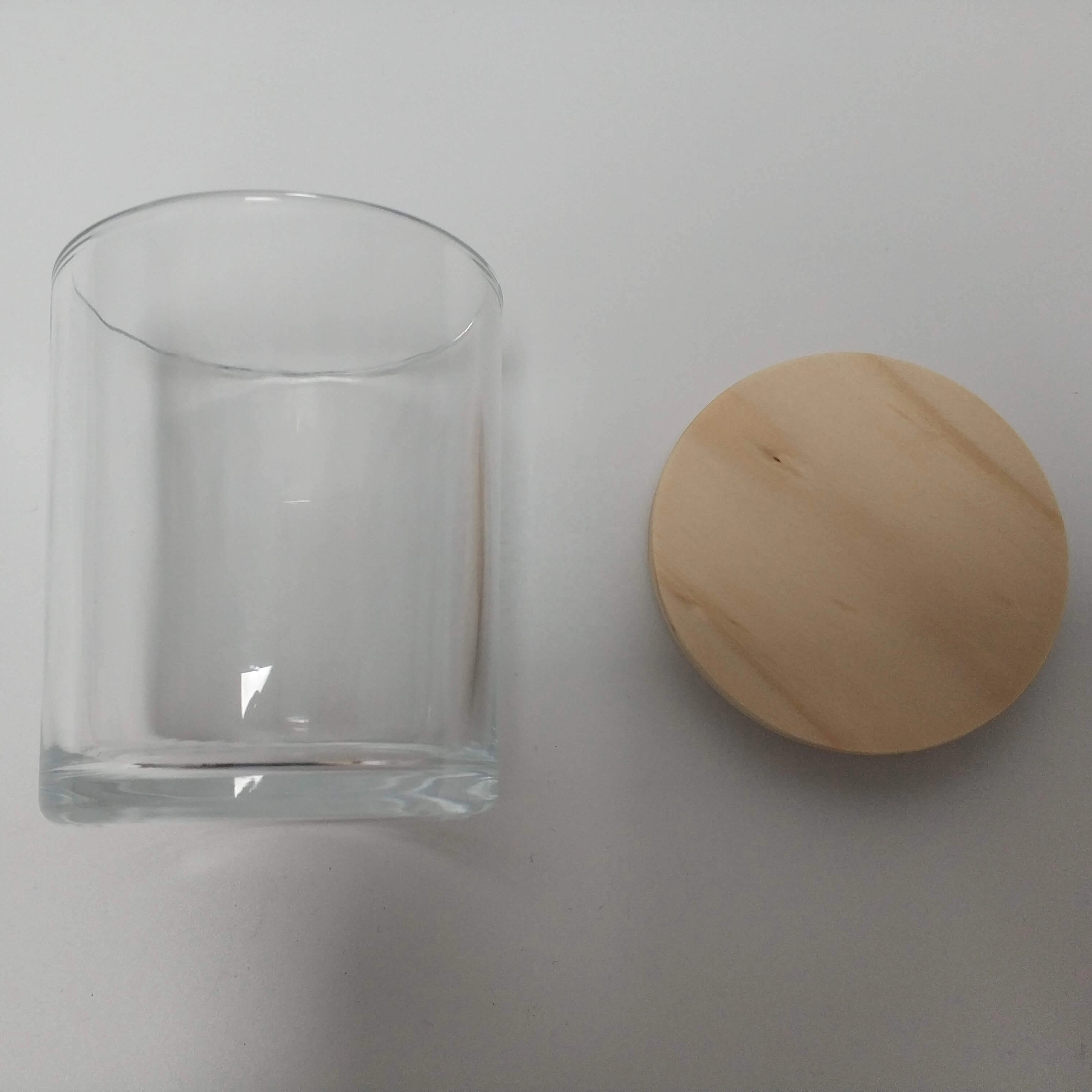 China Suppliers custom glass container jar for candle with wood lid 12 oz 8 oz