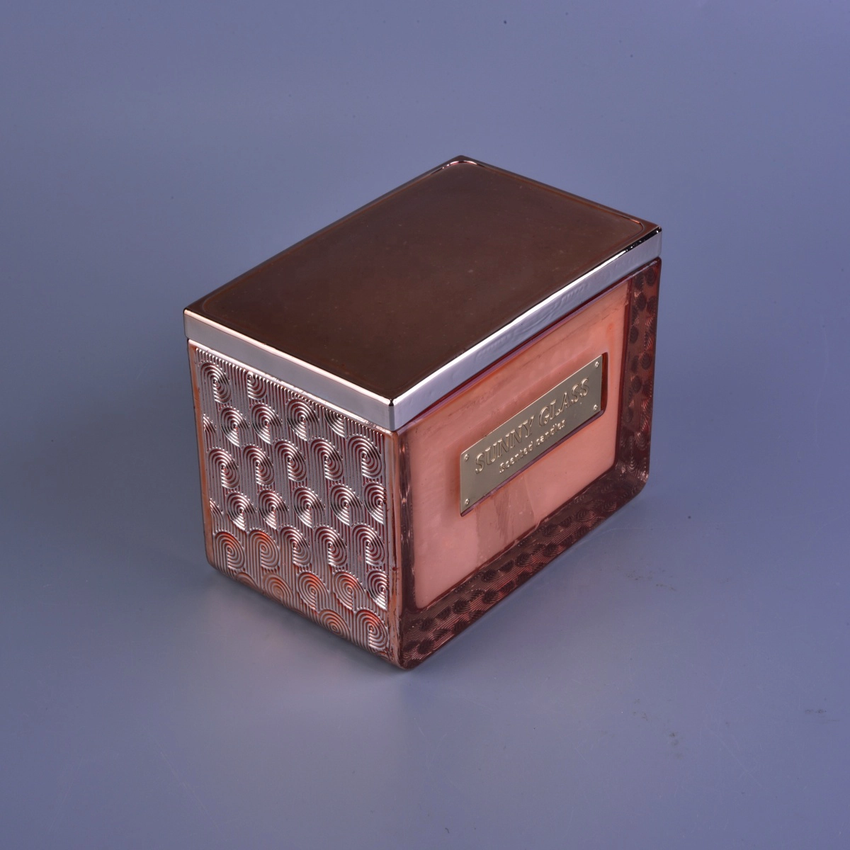 Popular custom square glass jar candles scented luxury with lid