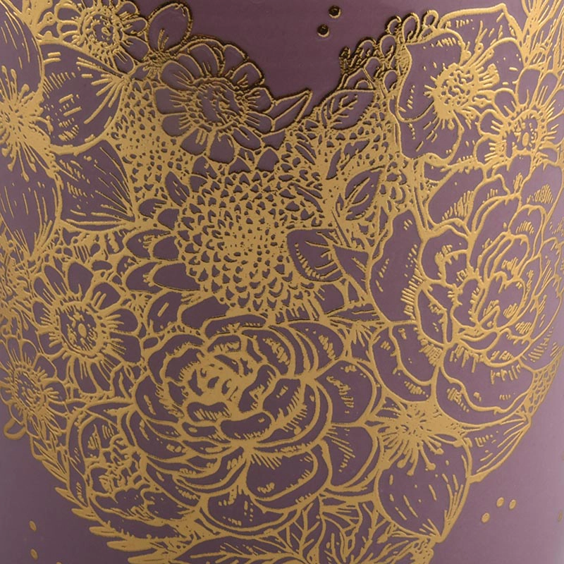 pink glazing ceramic candle jars with gold printing