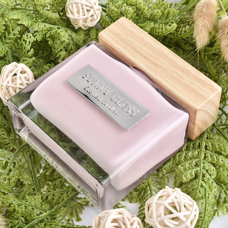Sunny Scented Square Glass Aroma Bottle Reed oil Diffuser bottles with wood cap
