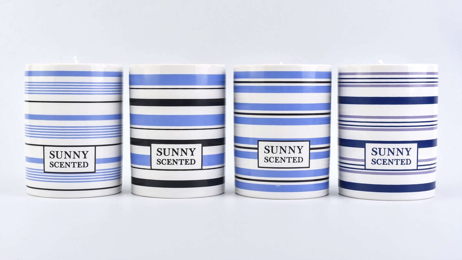 cylinder ceramic vessel with stripes, modern designed ceramic candle holders