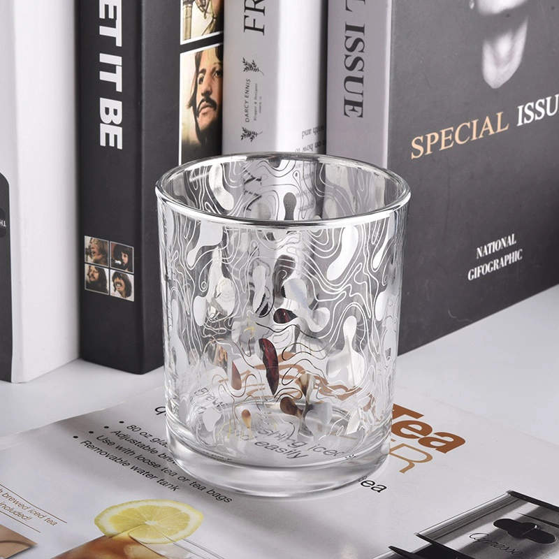 10oz glass candle holders with printing for home decoration