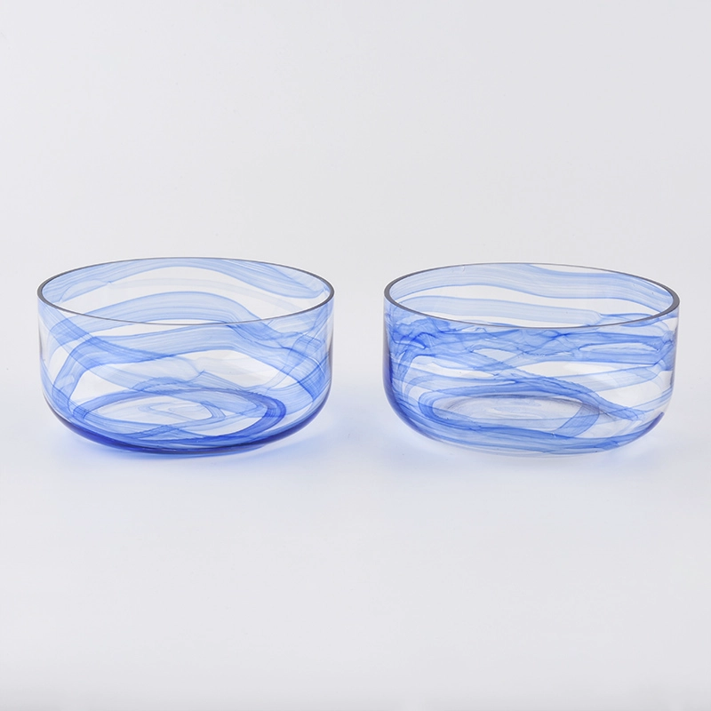 wide glass jars with marble decoration