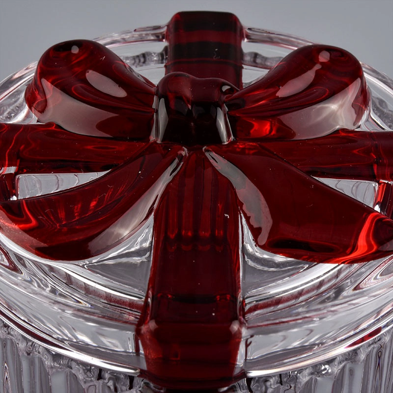 Empty glass jar with vertical stripees, luxury glass gift box for candle making