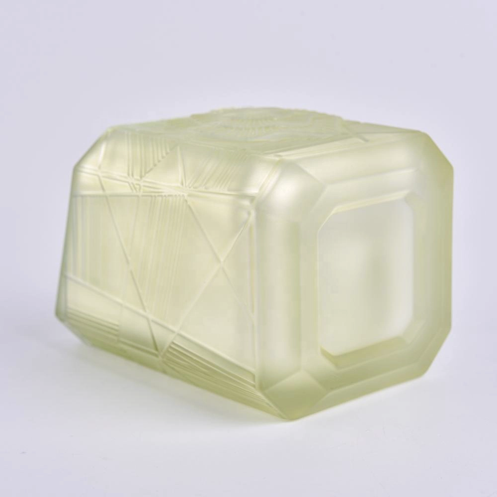 Sunny new design Trapezoid crystal square Luxury glass candle jar holder