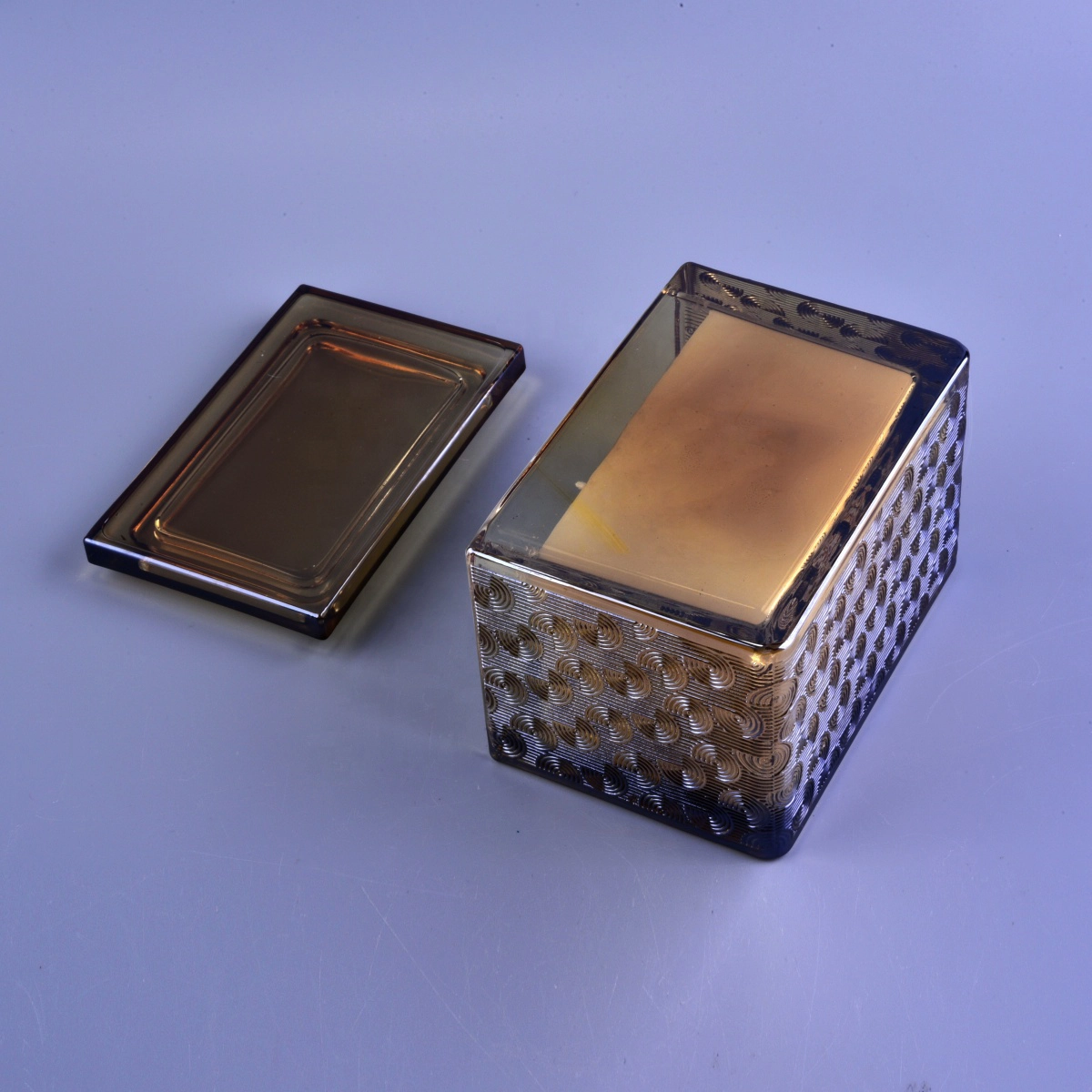 Sunny luxury empty crystal scented square glass candle jar with lids