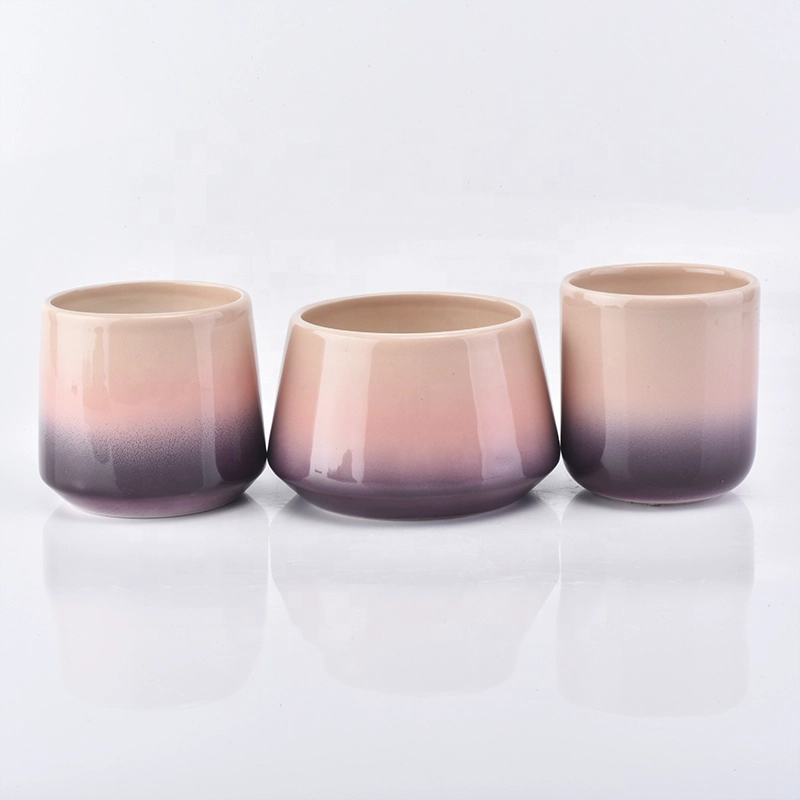15 OZ glossy ceramic vessel for candles , unique ceramic candle jars