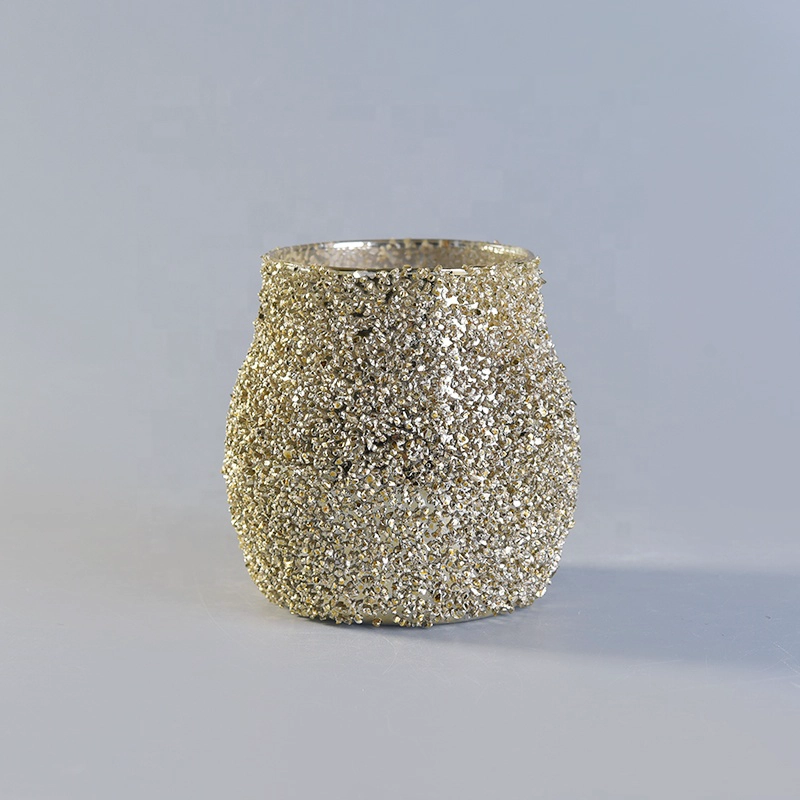 Luxurious glass candle holder gold home decoration wholesale