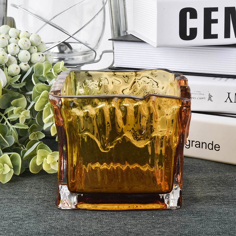 Hot sales tealight luxury square empty glass candle holder
