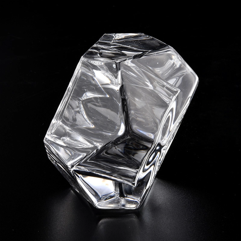 high white geo cut glass tealight candle holders