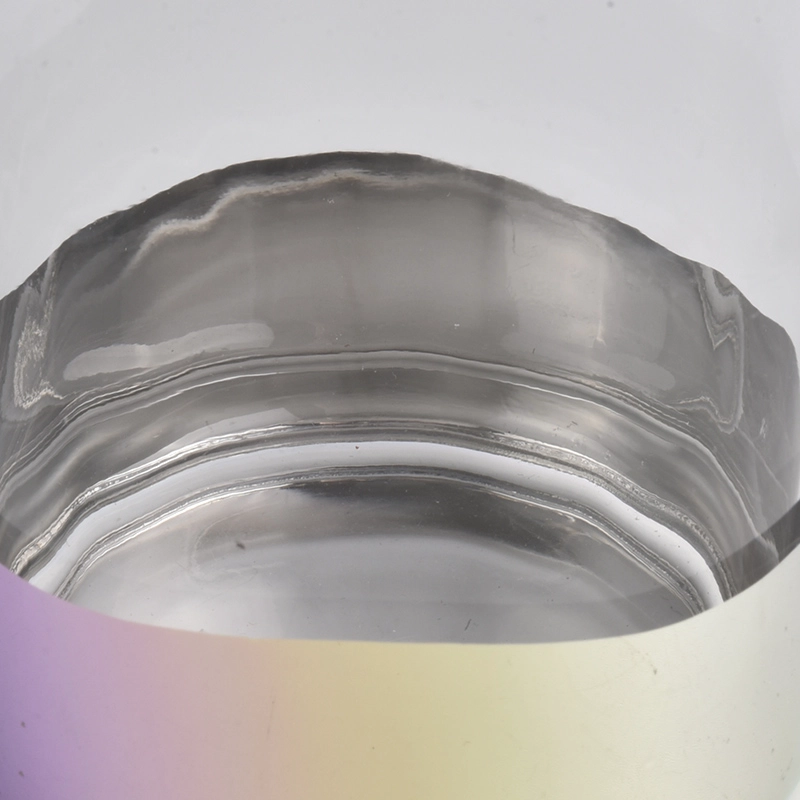 clear glass candle jars with iridescent bottom