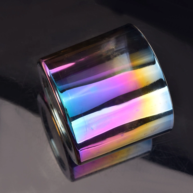 Wholesales iridescent empty candle glass holder Iridescent Glass Candle Jars Home Decoration