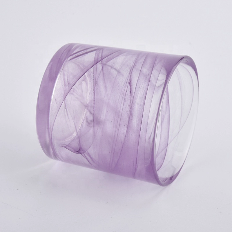 Pink cloudy finished glass candle jars