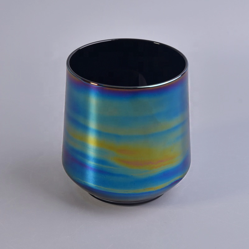 Luxury electroplating candle cup glass candle holder in bulk