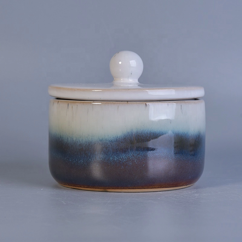 Round glaze custom ceramic tealight candle vessel porcelain with lid wedding occasion suppliers