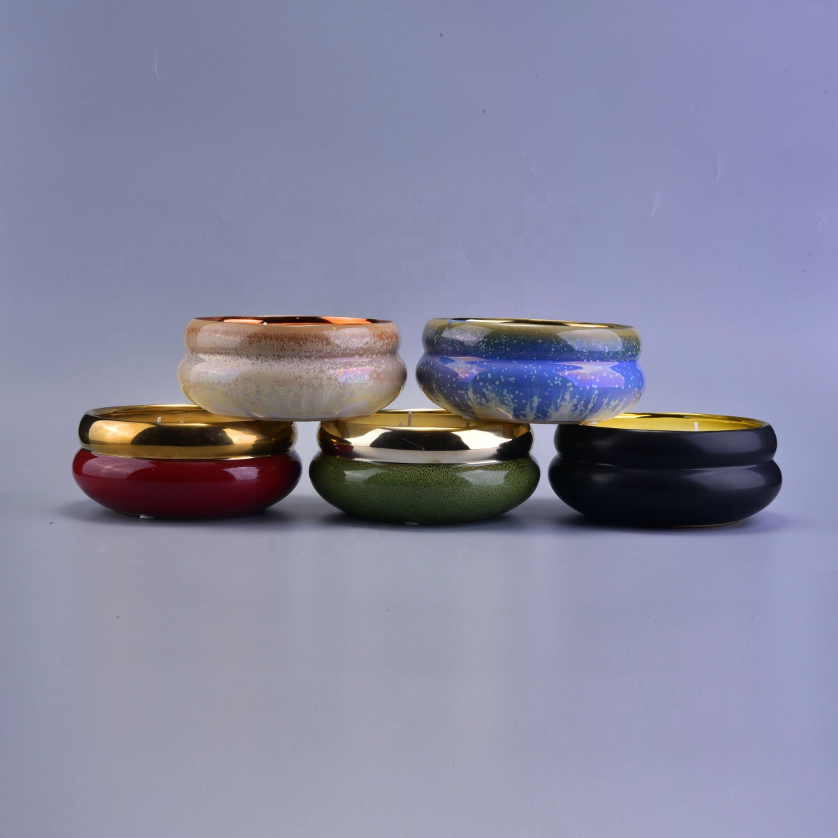 10oz 20oz Wholesales 3 wick luxury ceramic candle jars holders