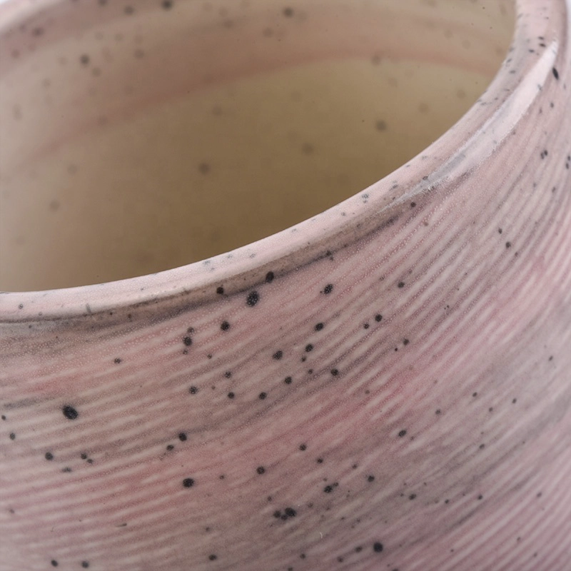 Wholesale Speckled Pink Ceramic Candle Holder Home Decoration
