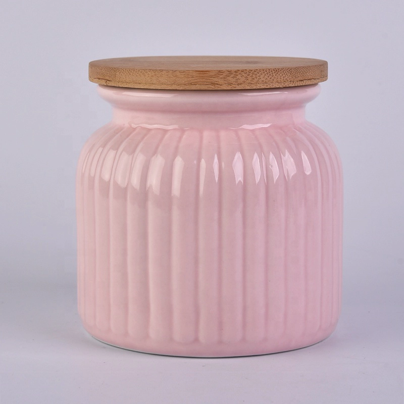 680ml pink matte ceramic candle jar scented candle vessel with wooden lid party decor