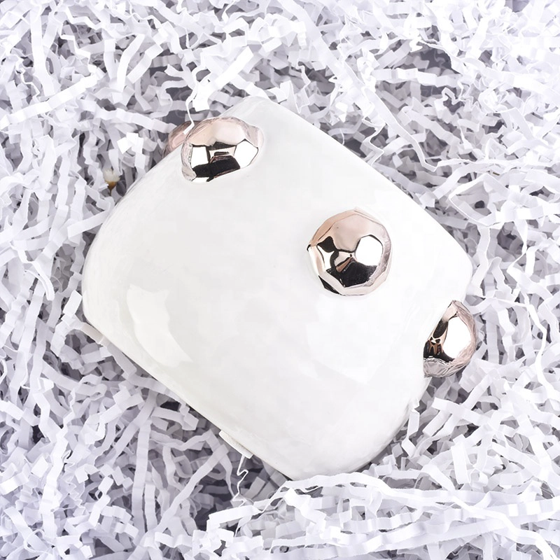 9oz iridescent white ceramic candle bowls