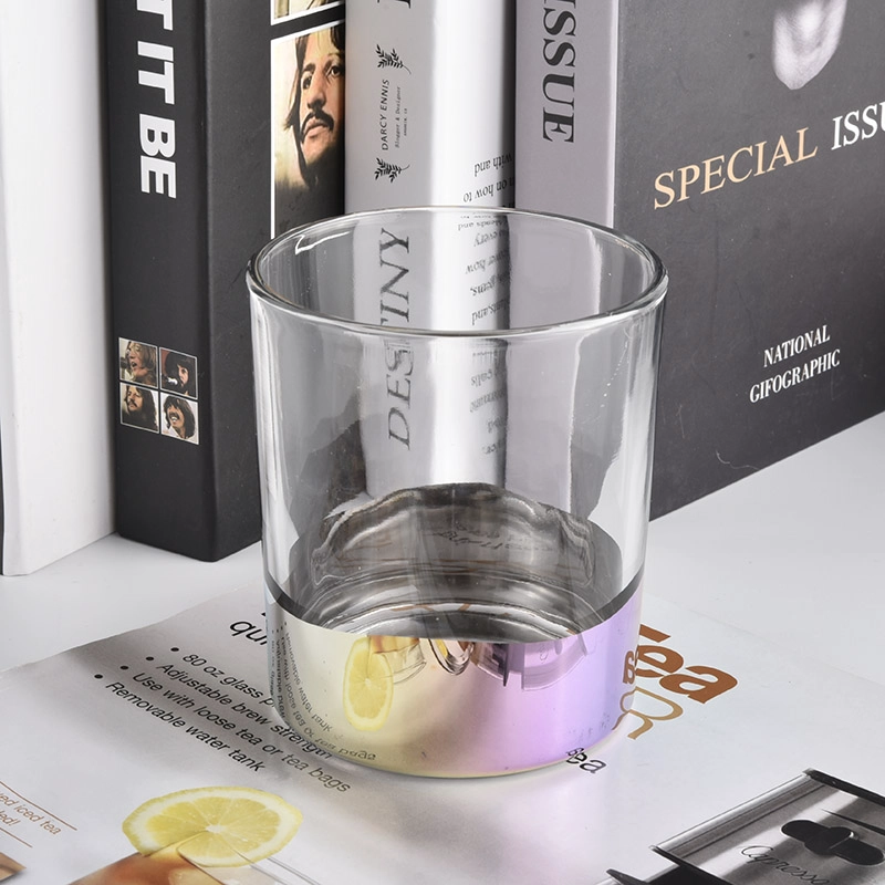 clear glass candle jars with iridescent bottom