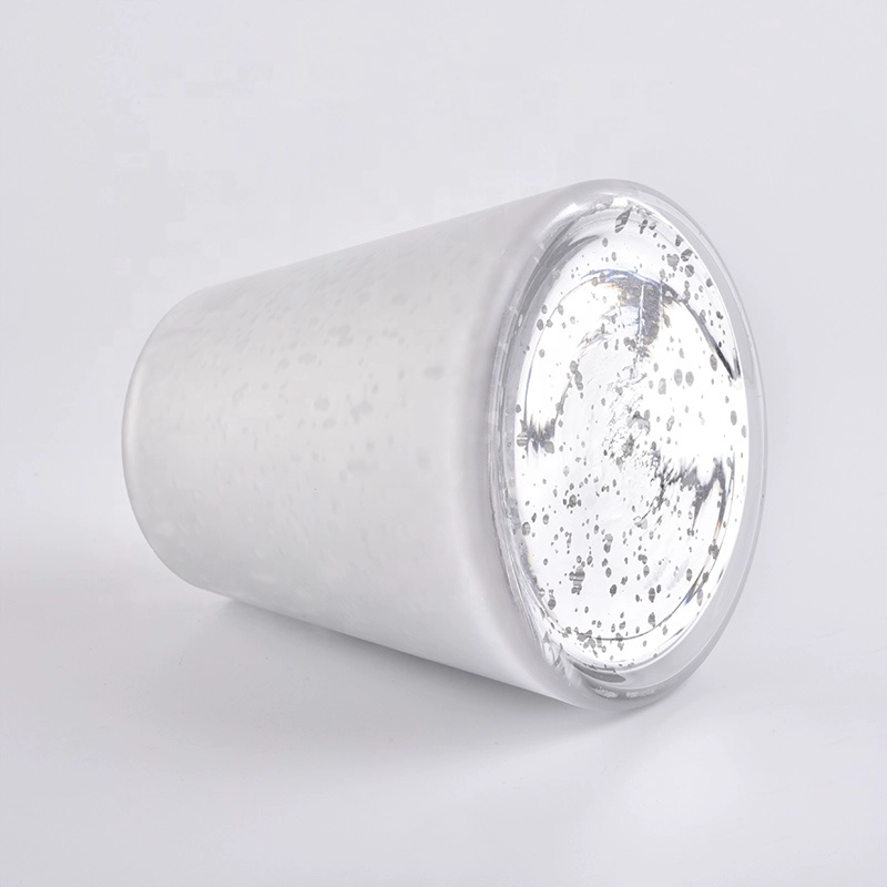 16oz frosted white glass candle jars with silver inside