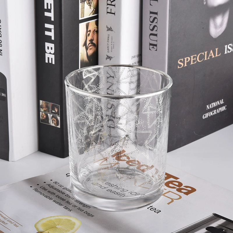 10oz clear glass candle jars with silver printing