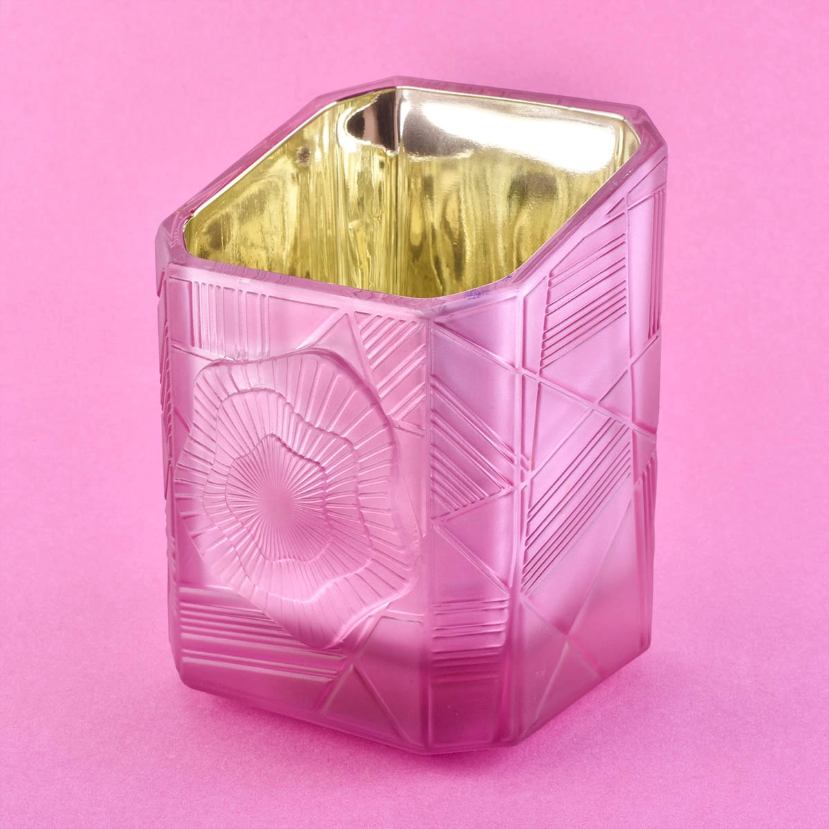 Sunny design custom pink luxury square Glass candle holder