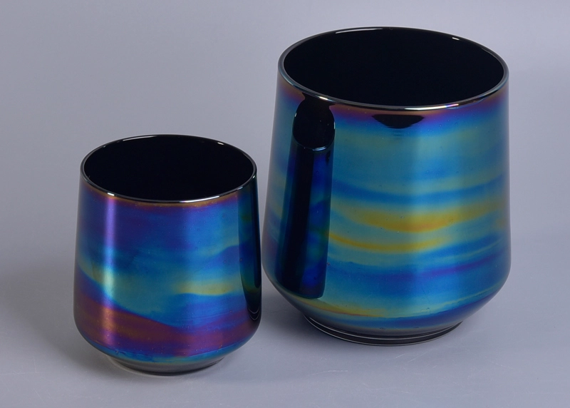 Luxury electroplating candle cup glass candle holder in bulk