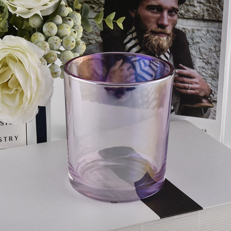 light purple glossy glass scented candle jars