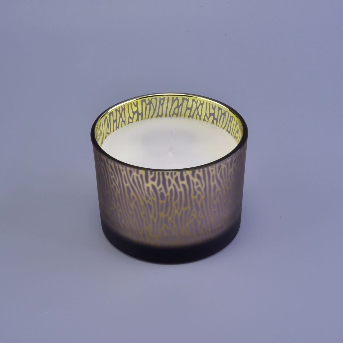 luxury glass candle holder for home decor, decorative glass candle jar with laser pattern