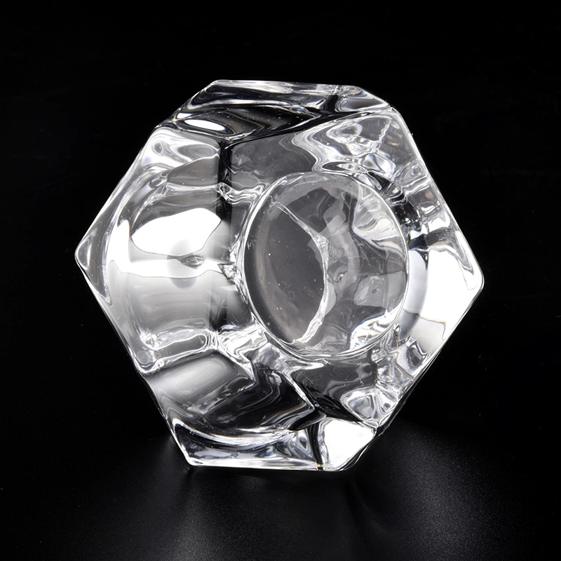 high white geo cut glass tealight candle holders