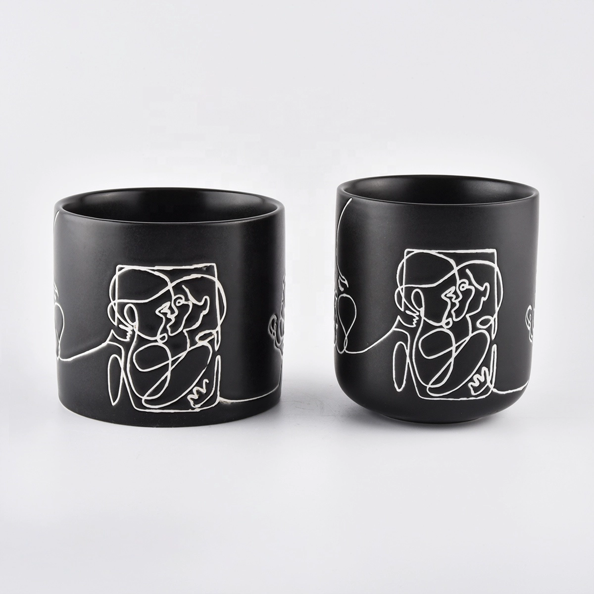 black cylinder ceramic candle jars for home fragrance