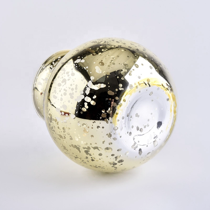 bulb designed gold electroplating glass candle jars