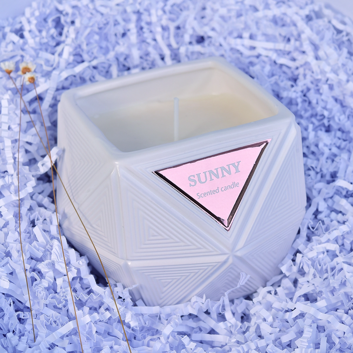 10oz 20oz Manufacturer custom white Hexagon candle ceramic jar