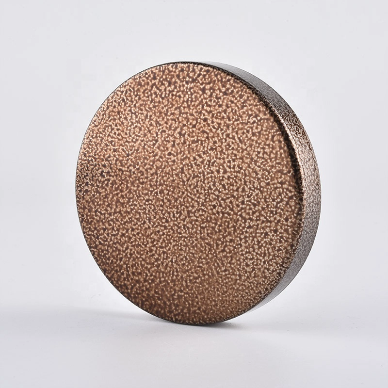 Custom round amber metal lid cover for candle jar holder
