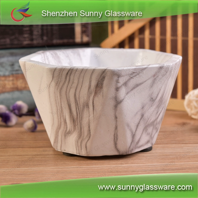 Geo cut clay candle holder concrete candle jar in bulk
