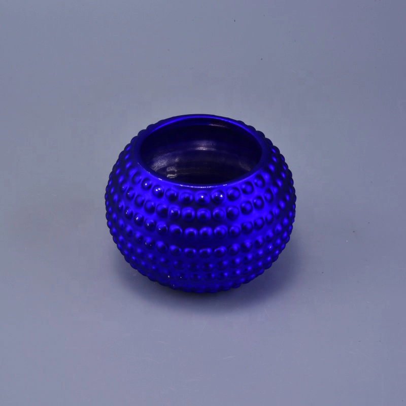 10oz round metallic electroplated ceramic candle holders