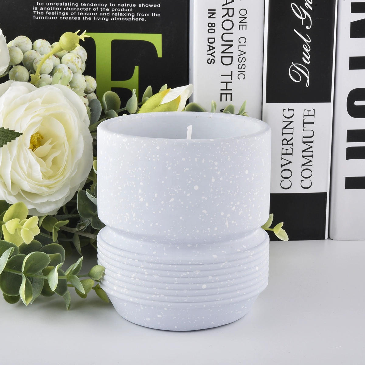 410ml colorful concrete candle holders for home decor