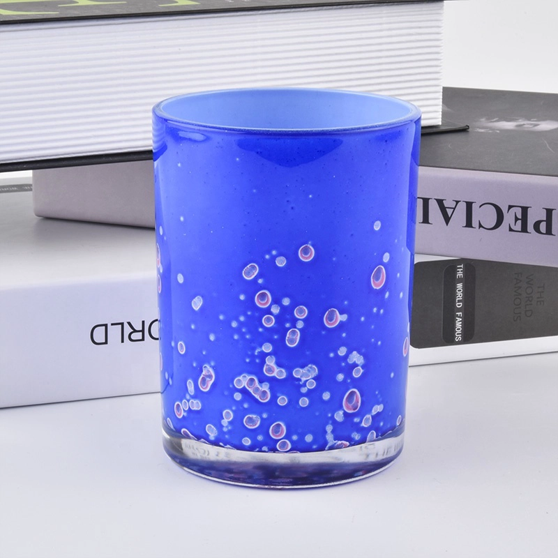 6 oz 10 oz 12 oz Supplier blue glossy glass candle holder for candle making