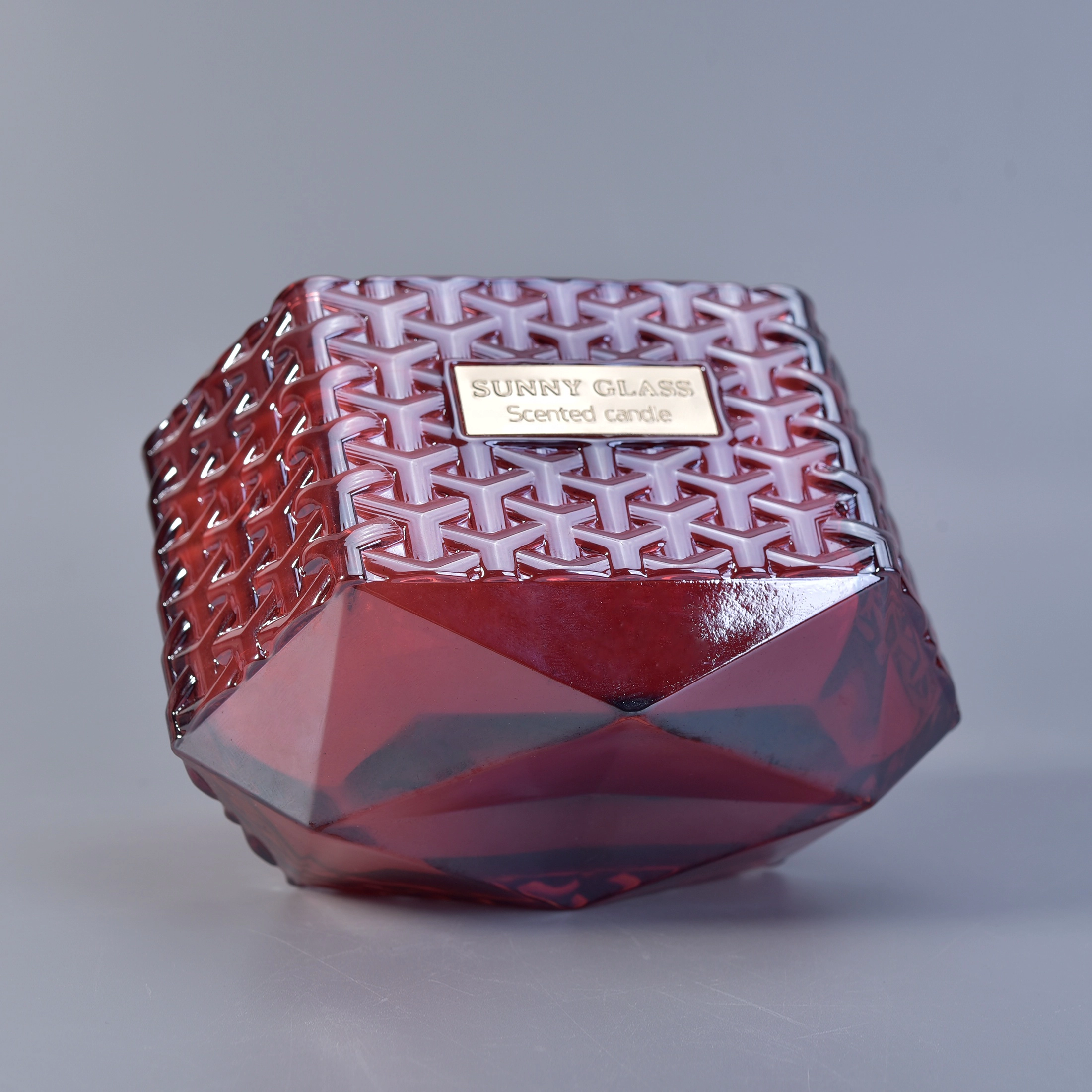 Suppliers Hexagon scented candle glass holders with wood lid