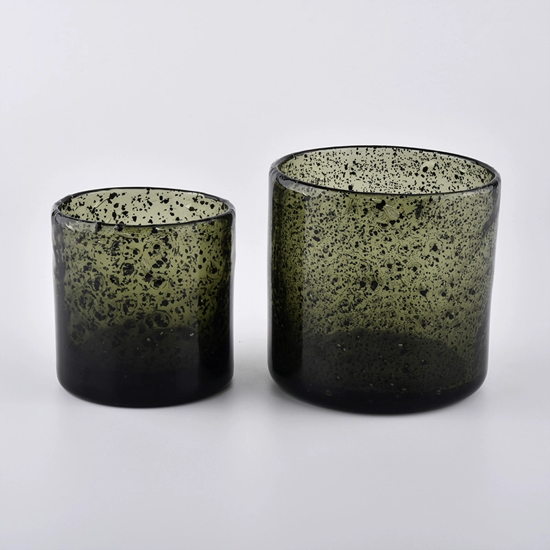 green colored glass candle holders for home decoration